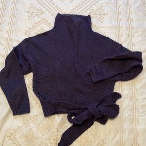 Line & Dot purple cropped tie sweater